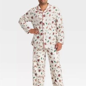 Men's Festive Print Pajama Set - White